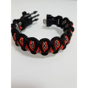 PARACORD SURVIVAL ARMBAND náramok - čiernobieločervený