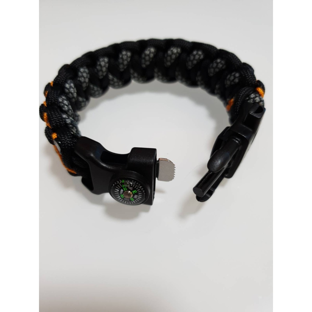 PARACORD SURVIVAL ARMBAND náramok - čiernobielooranžový – Obrázok 2