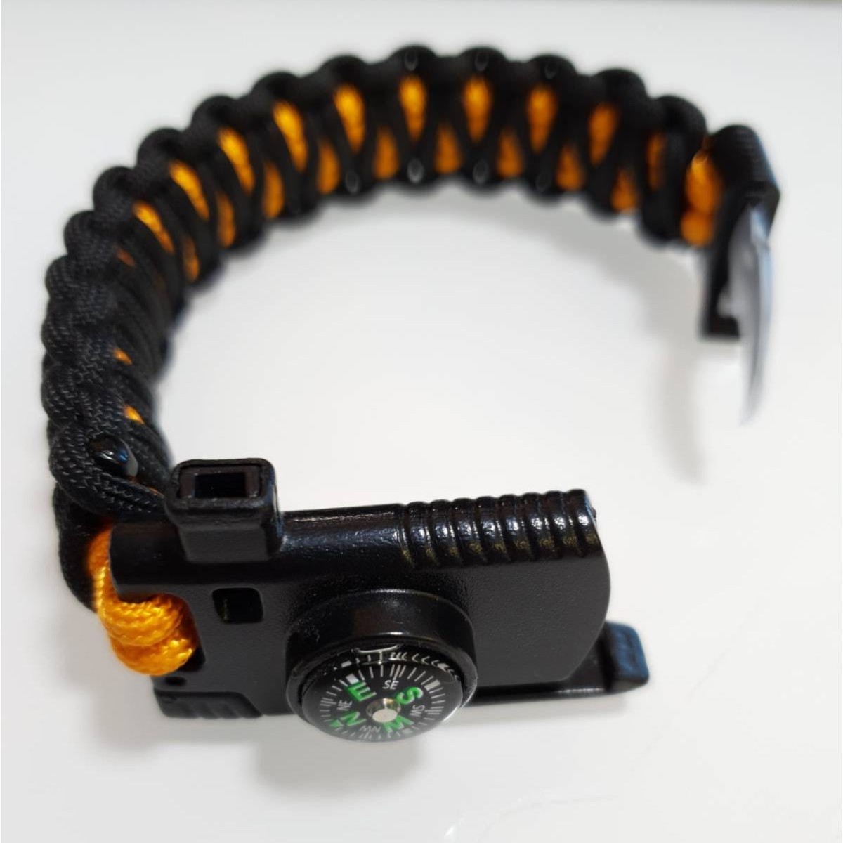 PARACORD SURVIVAL ARMBAND náramok - čiernooranžový – Obrázok 2