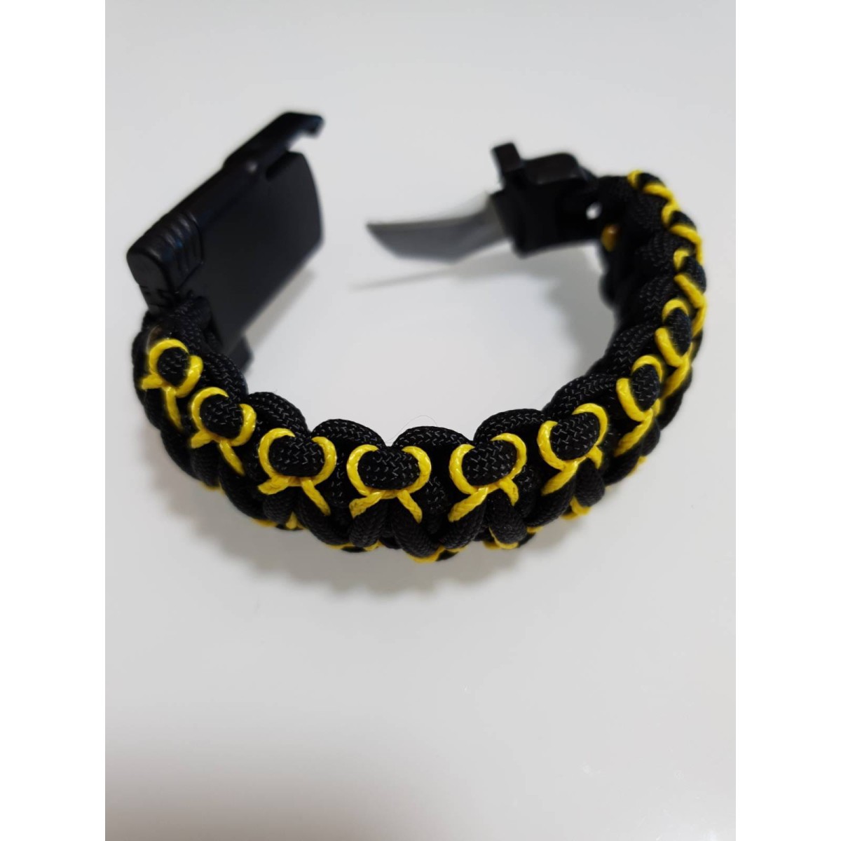 PARACORD SURVIVAL ARMBAND náramok - čiernožltý – Obrázok 2