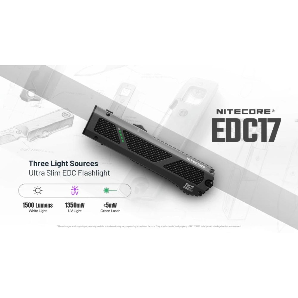 NITECORE EDC17 - ultratenké EDC svietidlo s UV a zeleným laserom – Obrázok 4