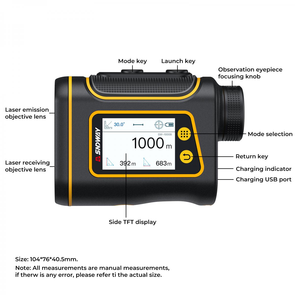 Diaľkomer SNDWAY SW-1000B s dotykovým LCD displejom – Obrázok 2